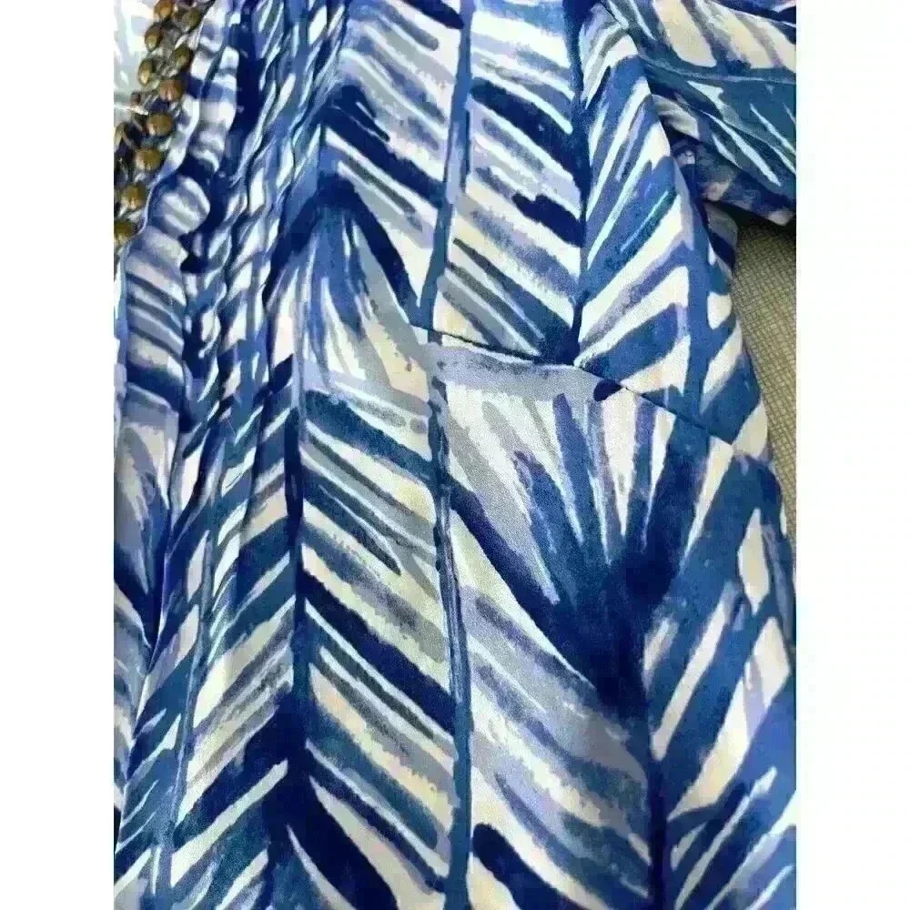 Lilly Pulitzer Sz XS Colby Romper Blue Palm Print Summer Vacation Travel Night - Picture 7 of 16